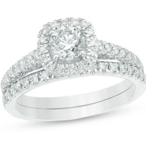 2 CT. TW Engagement and Wedding Ring (White Gold)